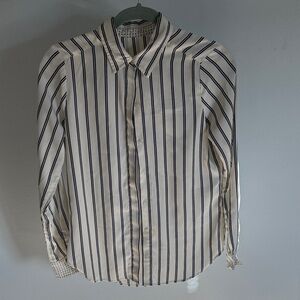Abercrombie & Fitch Navy Striped Silky Shirt